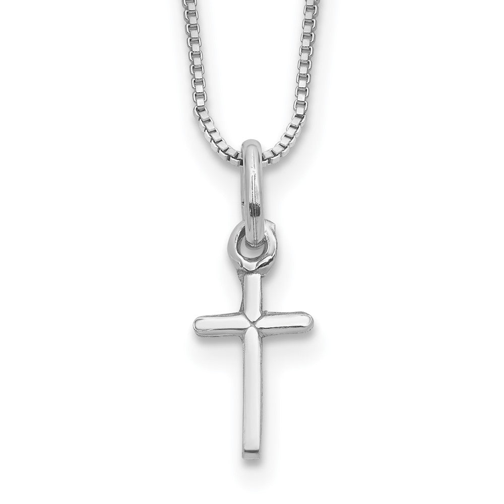 Sterling Silver Polished Cross Necklace 14"
