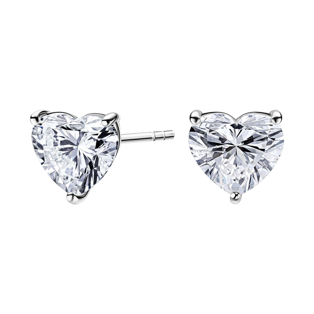 Heart Shape Solitaire Lab Grown Diamond Stud Earrings 14k White Gold VS Clarity, E-F Color with Post Butterfly