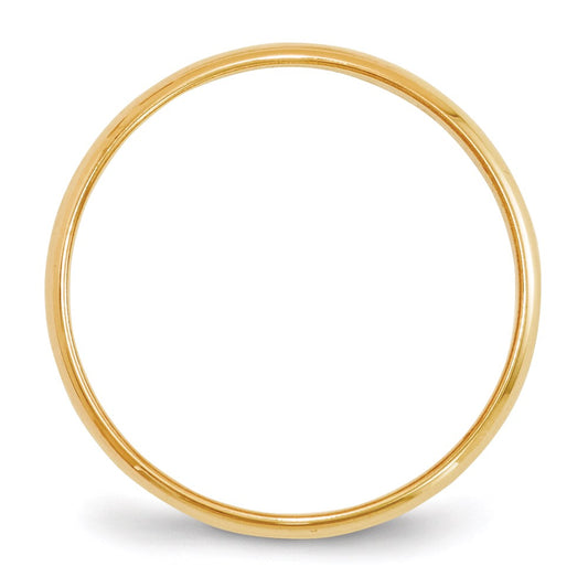 14k Yellow Gold 2mm Lightweight Half Round Wedding Band Ring