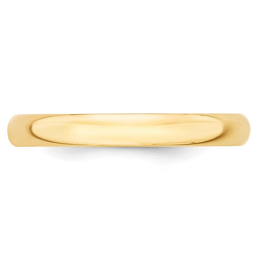 14k Yellow Gold 3mm Lightweight Half Round Wedding Band Ring