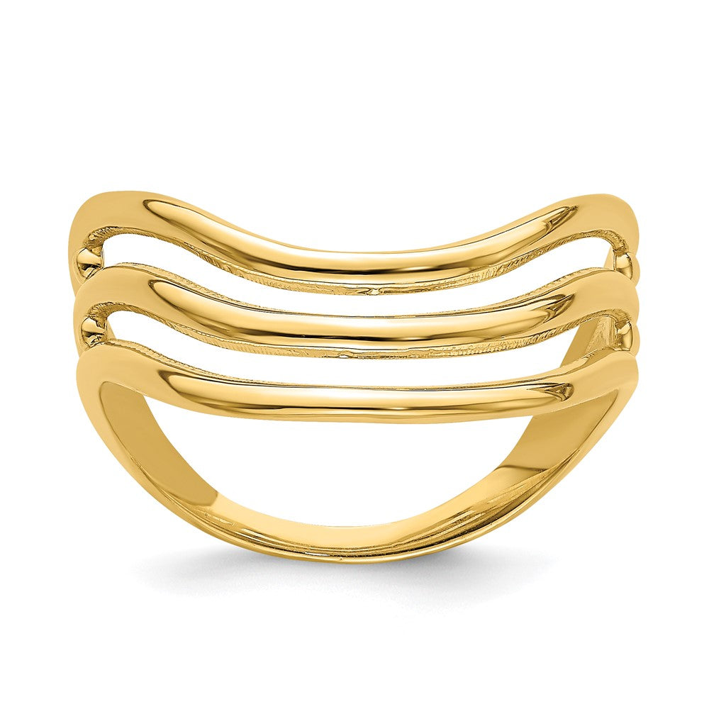 14K Yellow Gold Triple Wave Fashion Thumb Ring Size 9