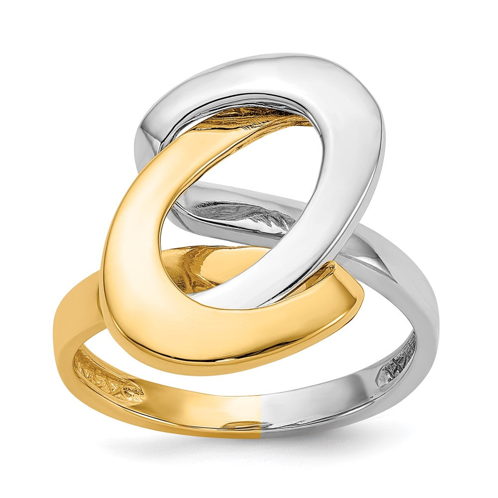 14K Two-tone Fashion Swirl O Ring Size 7