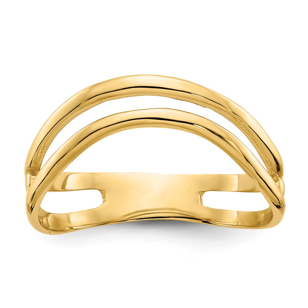 14K Yellow Gold Polished Double Wave Fashion Thumb Ring Size 9