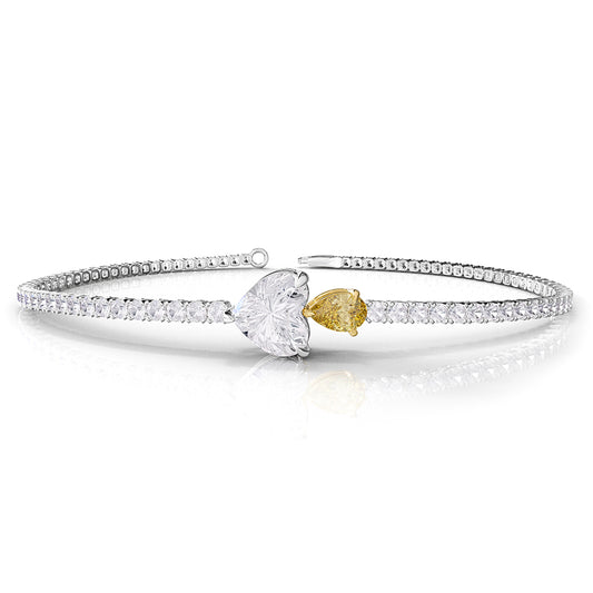 3.50 Carat Lab Grown Diamond & Yellow Citrine Tennis Bracelet 7"