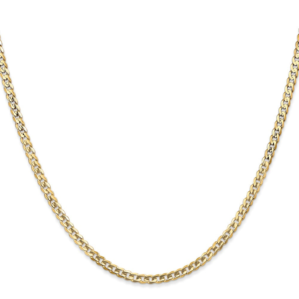 14k Yellow Gold 3mm Open Concave Curb Chain Necklace