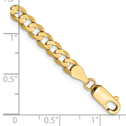 14k Yellow Gold 4.5mm Open Concave Curb Bracelet with Lobster Clasp