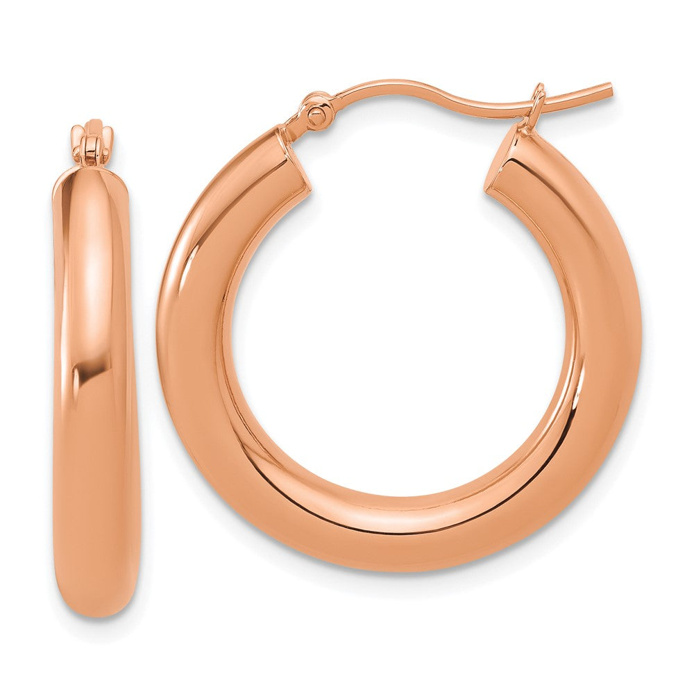 14k Rose Gold Polished 4mm Polished Hoop Earrings