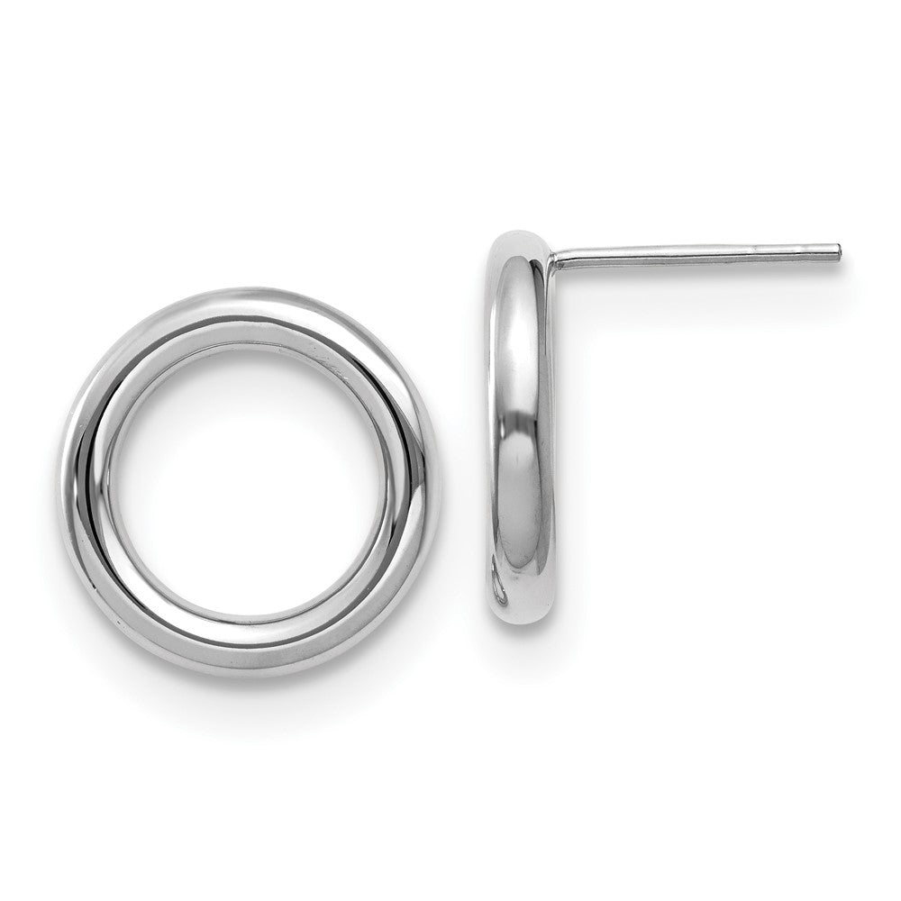 14K White Gold Polished Circle Stud Earrings