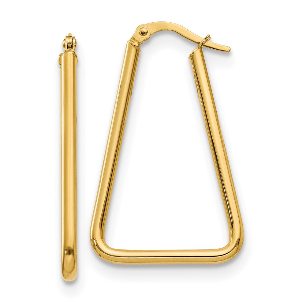 14k Yellow Gold Polished Geometric Shape Hoop Earrings