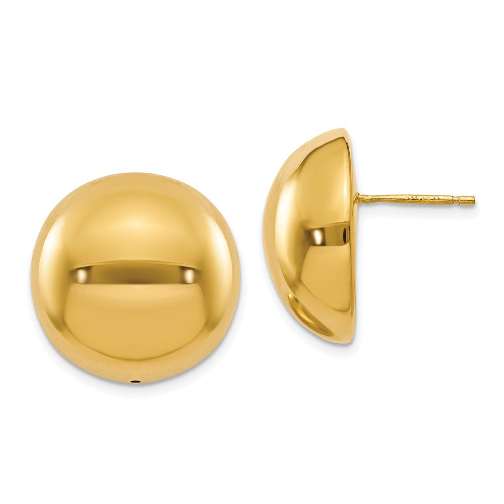 14k Yellow Gold Polished Hollow Domed Stud Earrings