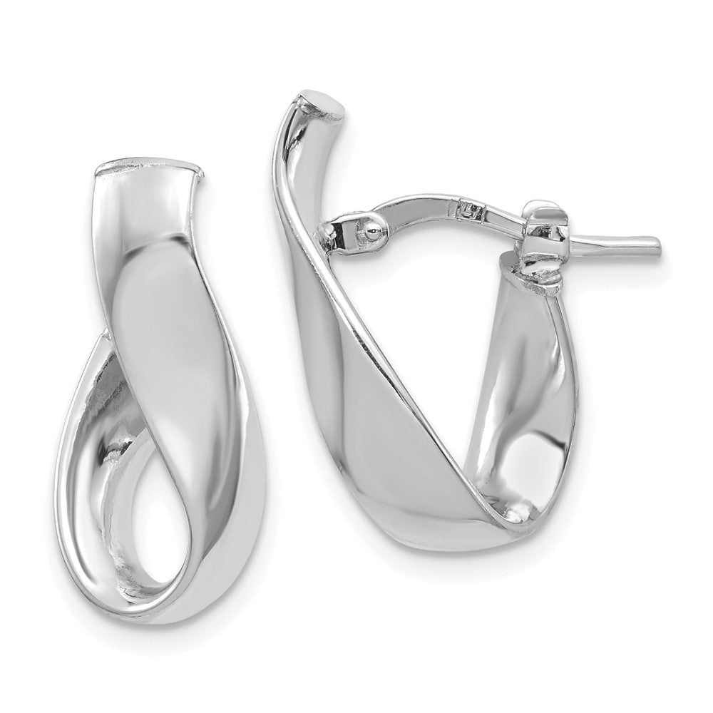 14K White Gold 5mm High Polished Omega Back Hoop Earrings