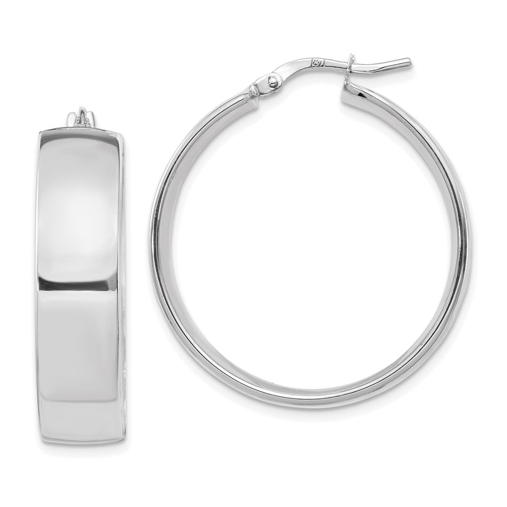 14K White Gold 7.75mm Polished Hoop Earrings