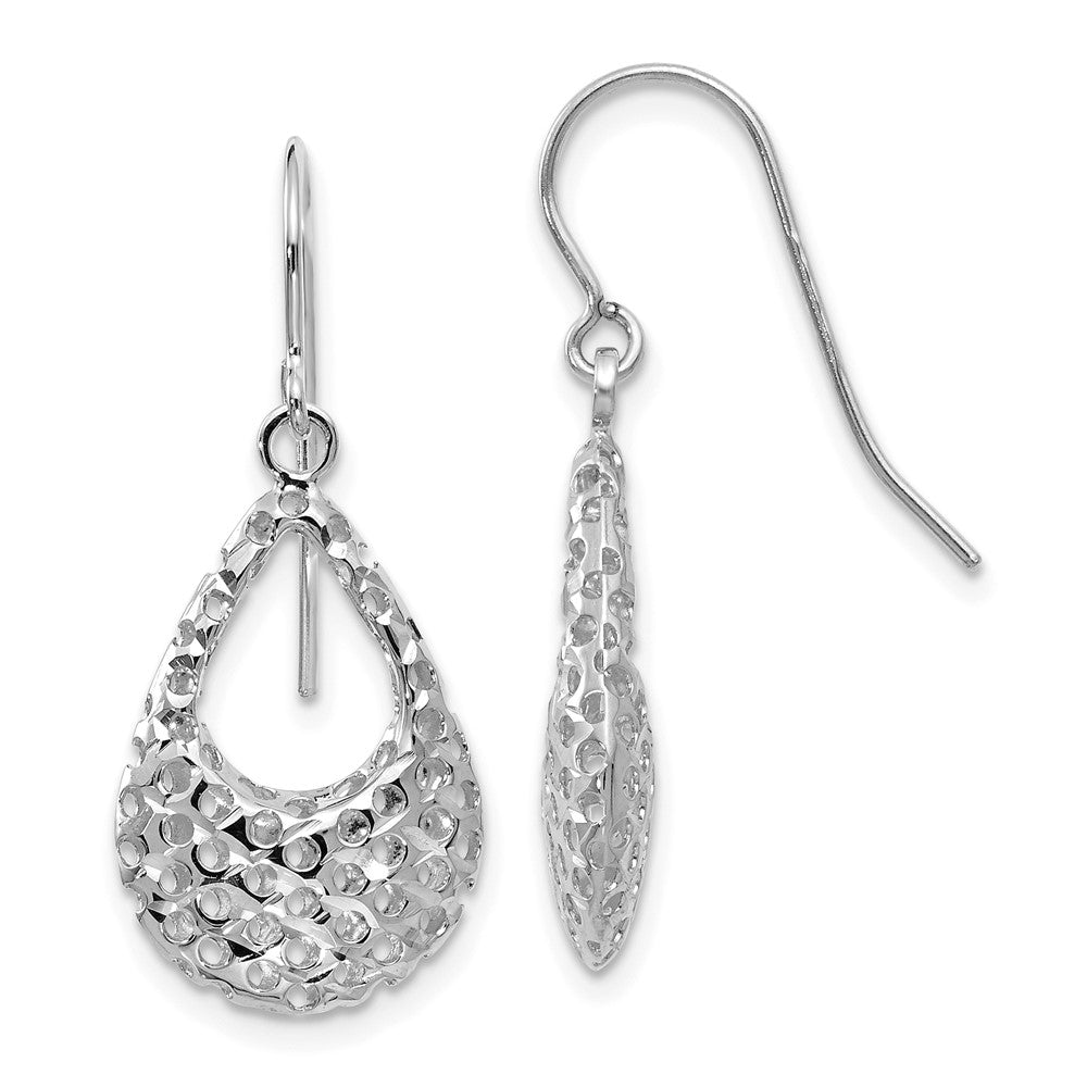 14K White Gold Shepherd Hook Earrings