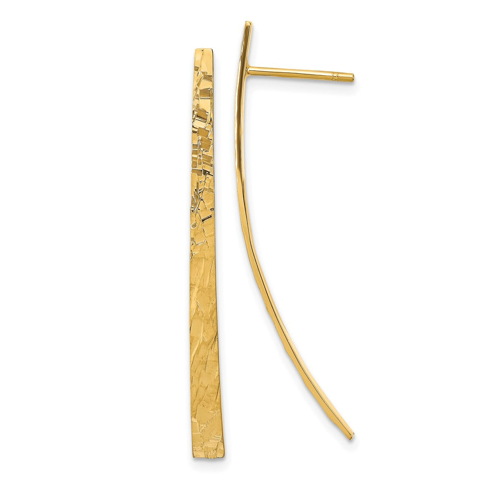 14k Yellow Gold Polished Diamond-Cut Post Dangle Earrings