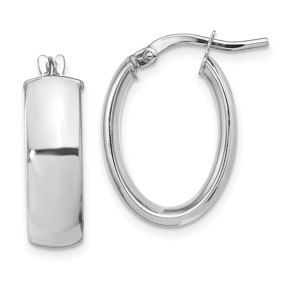 14k White Gold 5.75mm Polished Oval Hoop Earrings