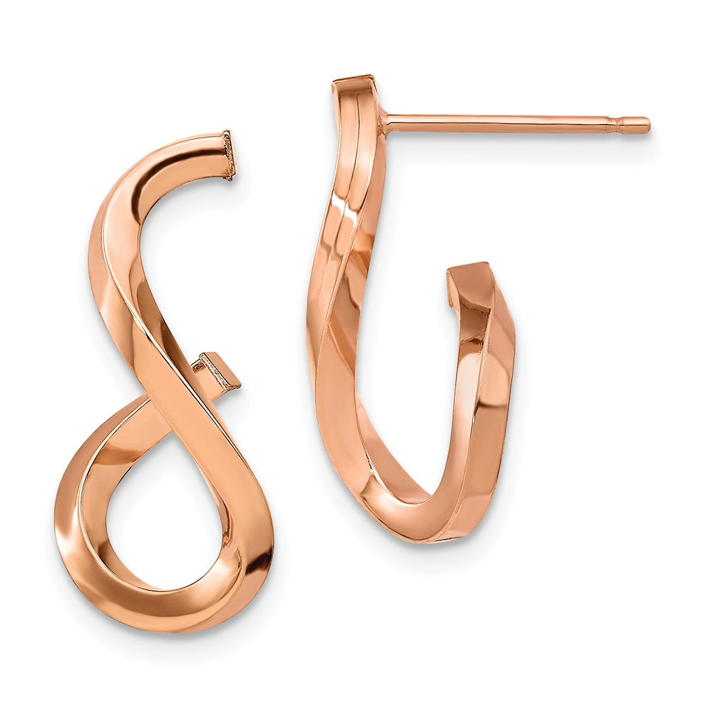 14k Rose Gold Polished Twisted Post Dangle Earrings