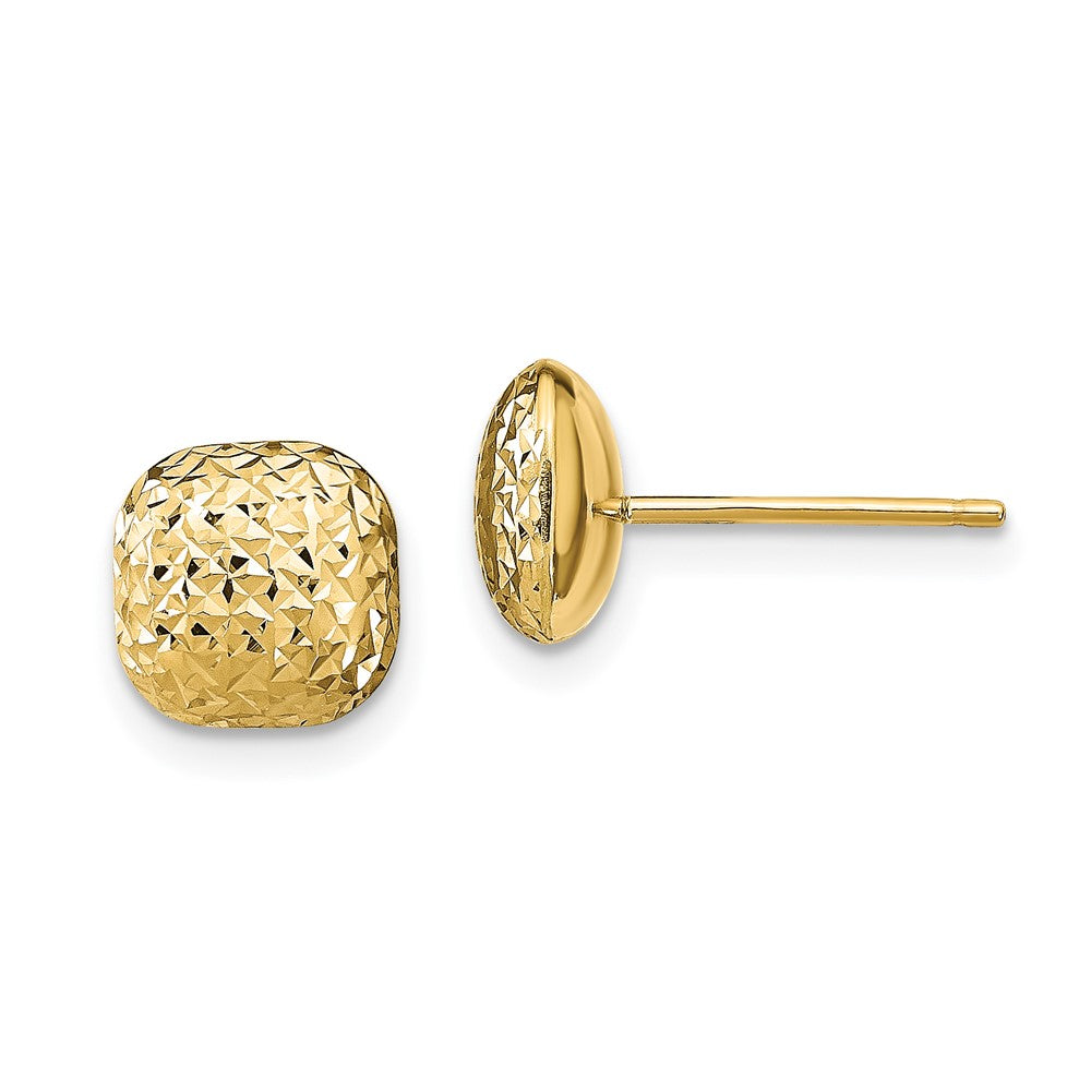 14k Yellow Gold Polished Diamond-Cut Button Stud Earrings