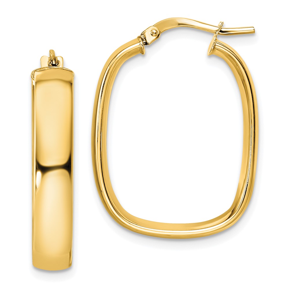 14k Yellow Gold Polished Squared Oval Hoop Earrings
