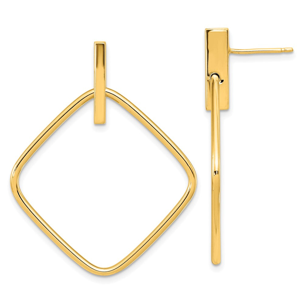 14k Yellow Gold Polished Square Post Dangle Earrings