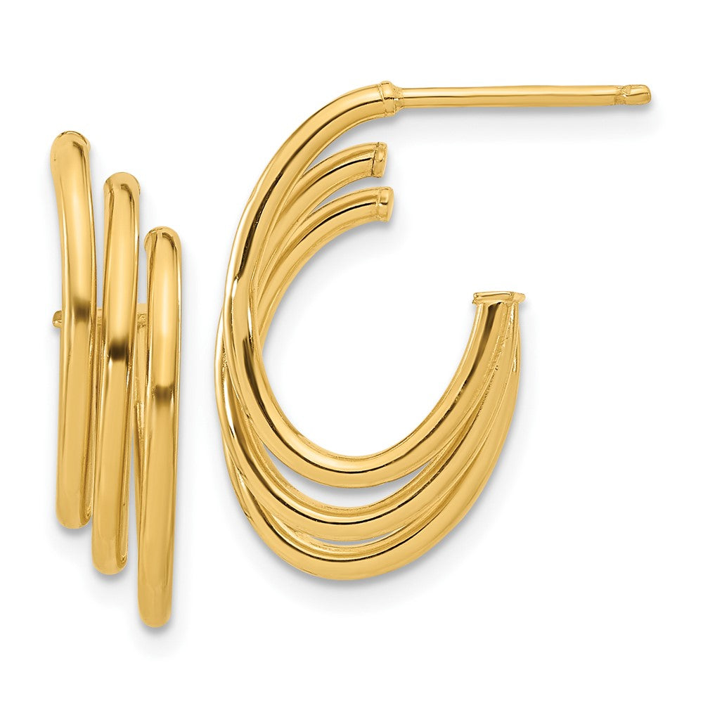 14k Yellow Gold Polished J-Hoop Earrings
