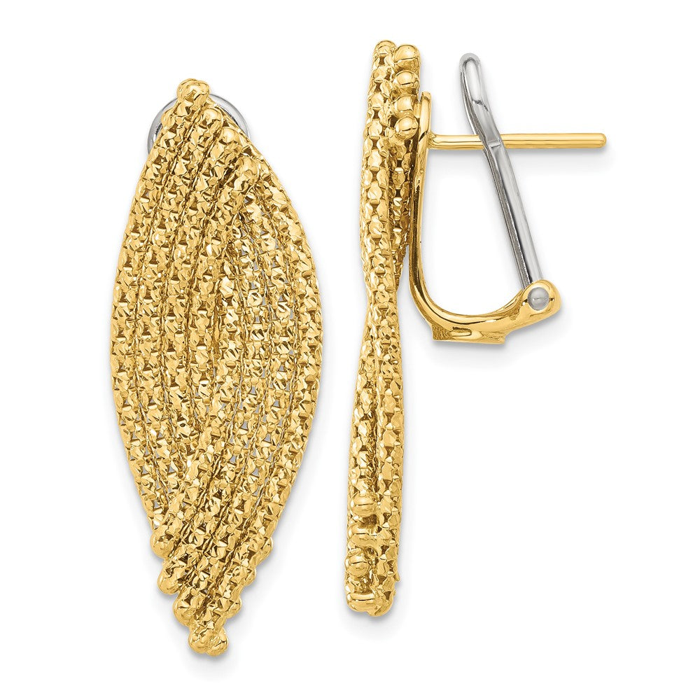 14k Yellow Gold Woven Omega Back Drop Earrings