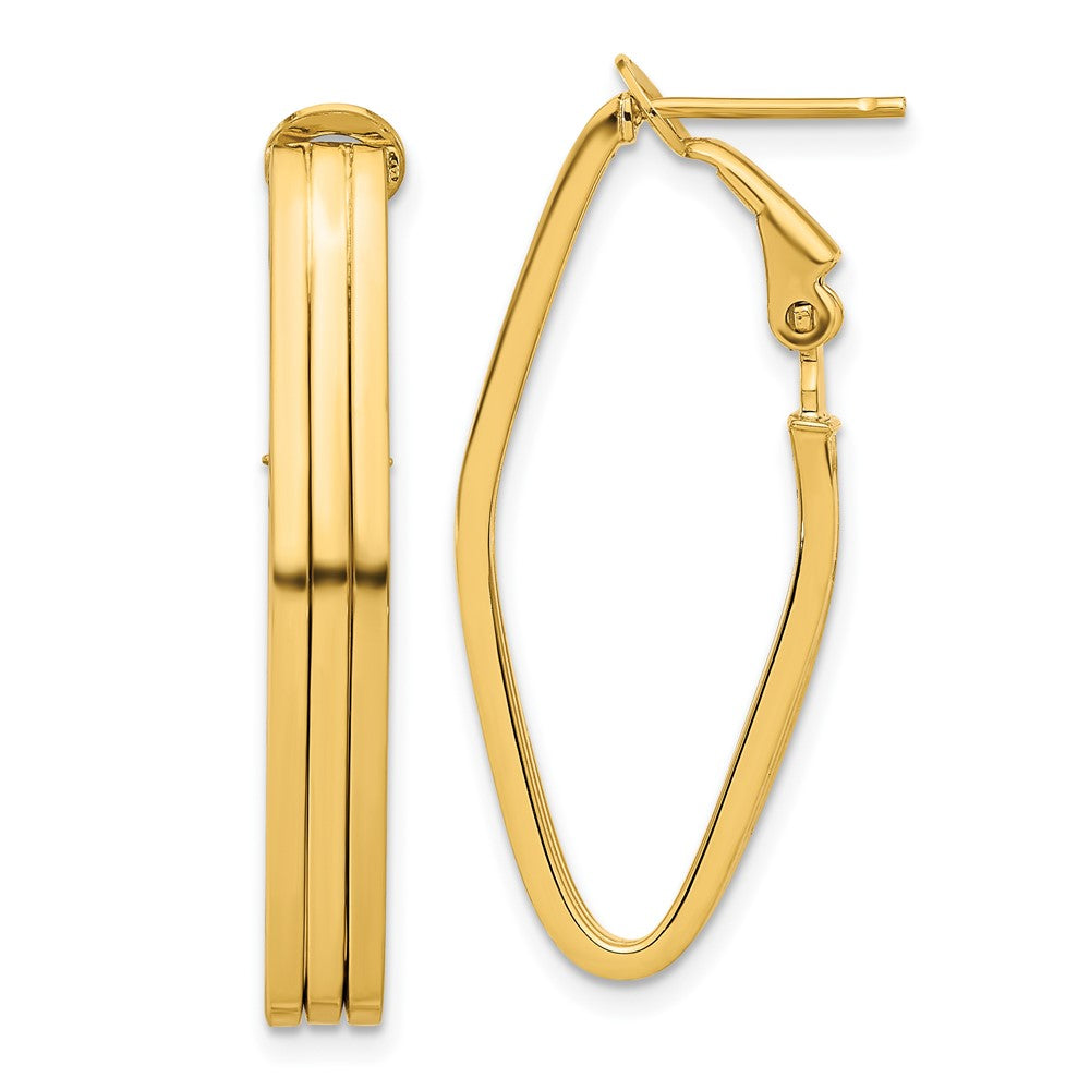 14k Yellow Gold Polished Omega Back Hoop Earrings