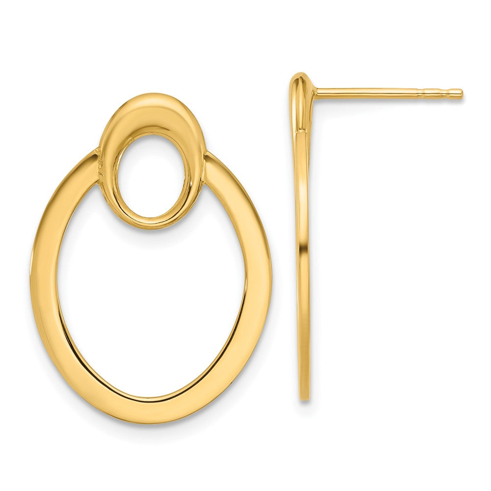 14k Yellow Gold Polished Oval Drop Stud Earrings
