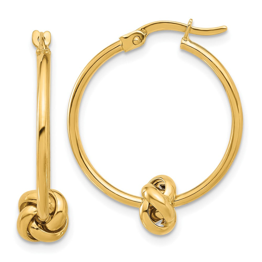 14k Yellow Gold Polished Knot Hoop Earrings