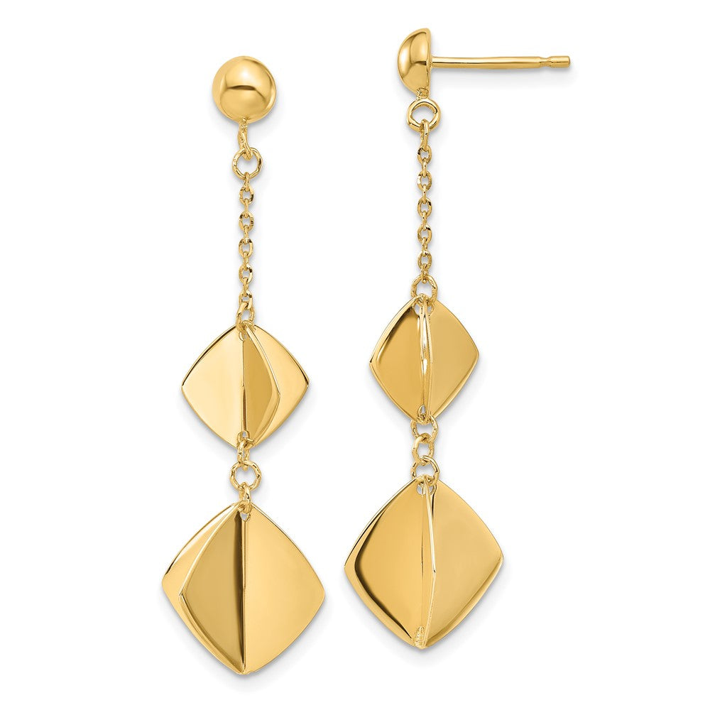 14k Yellow Gold Polished Fancy Dangle Earrings