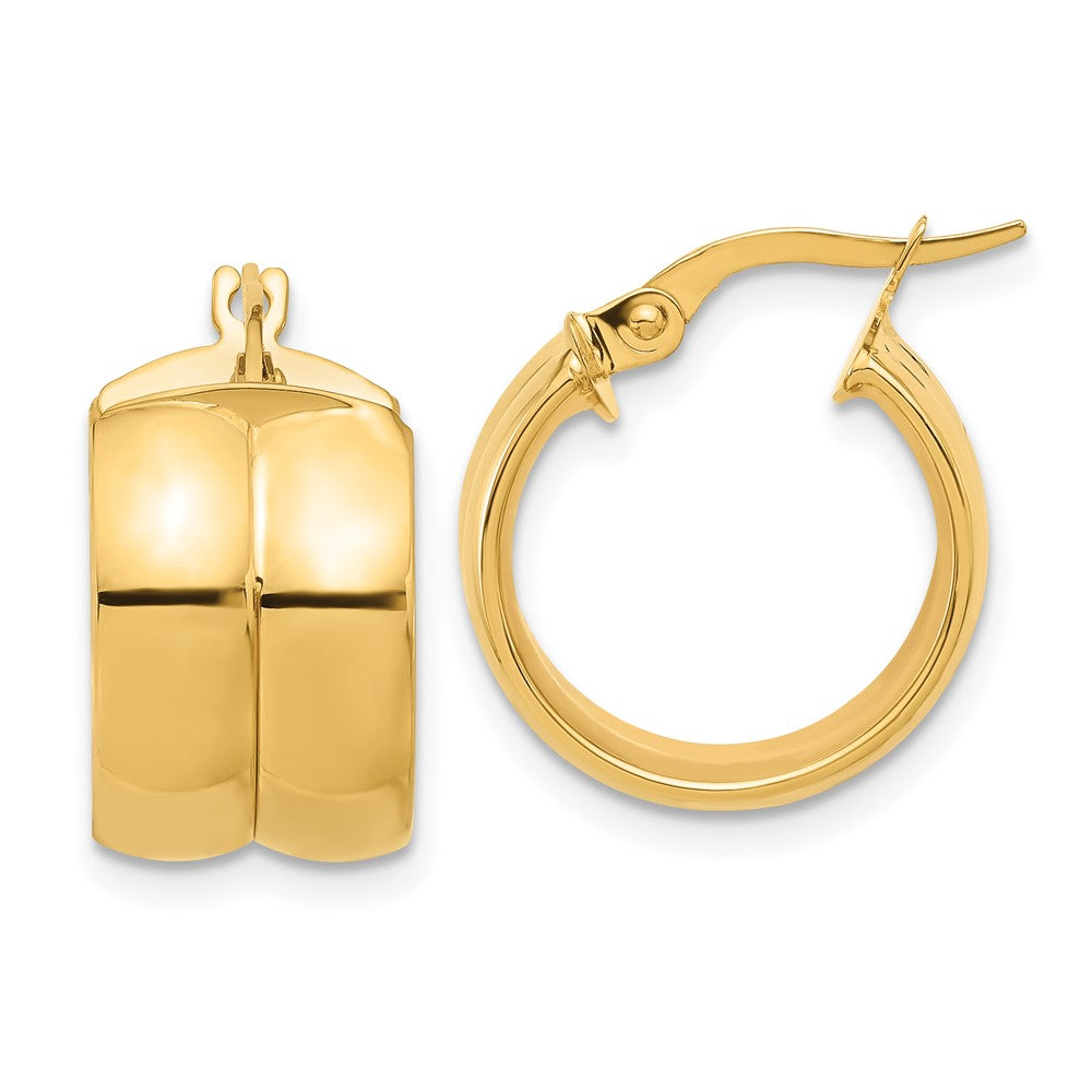 14k Yellow Gold Polished Huggie Hoop Earrings