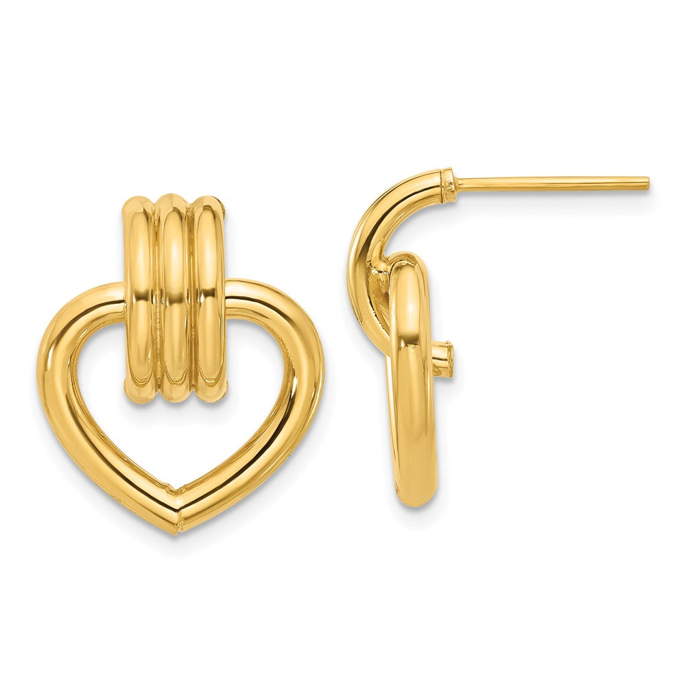 14k Yellow Gold Polished Heart Stud Earrings