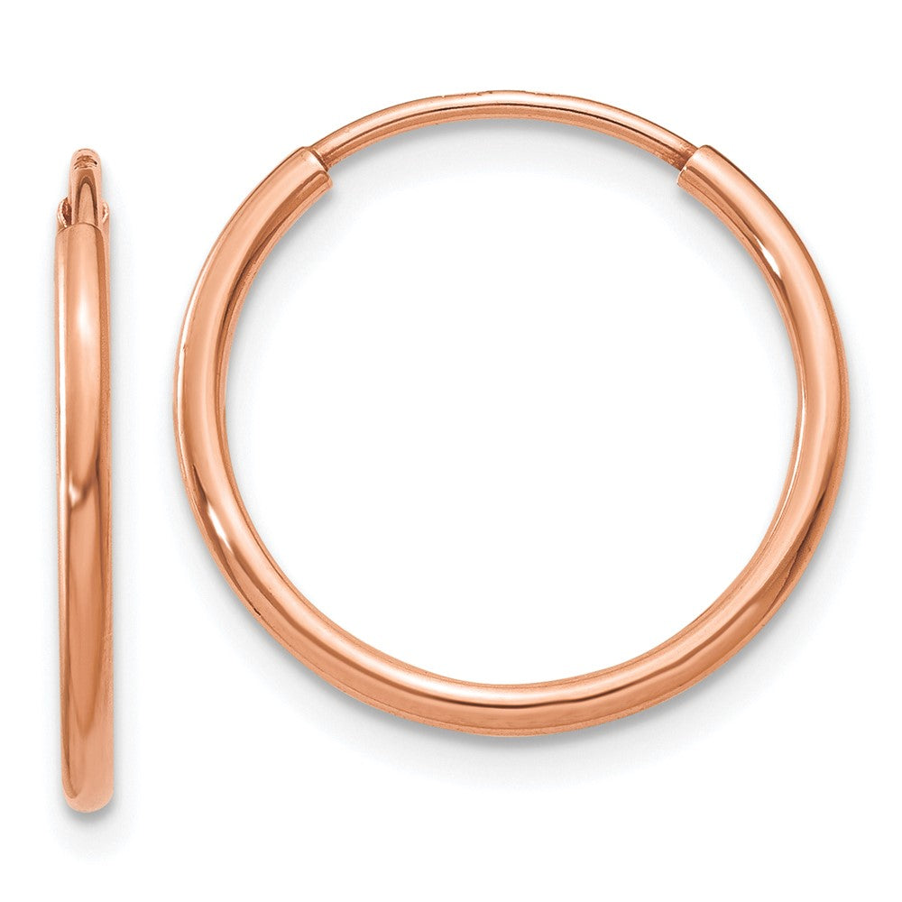 14k Rose Gold 1.00mm Polished Endless Hoop Earrings