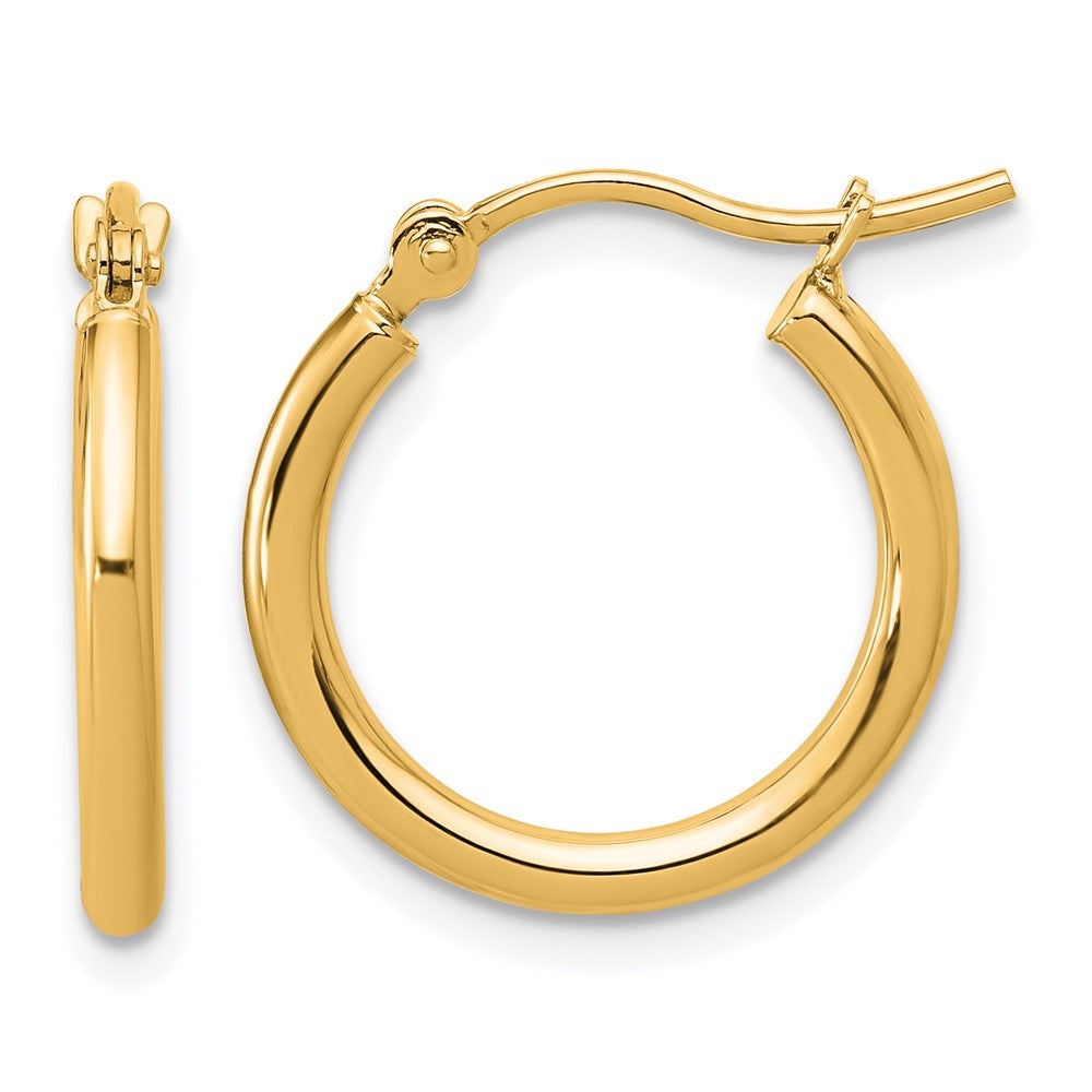 14k Yellow Gold Polished 2x17.5mm Polished Hoop Earrings