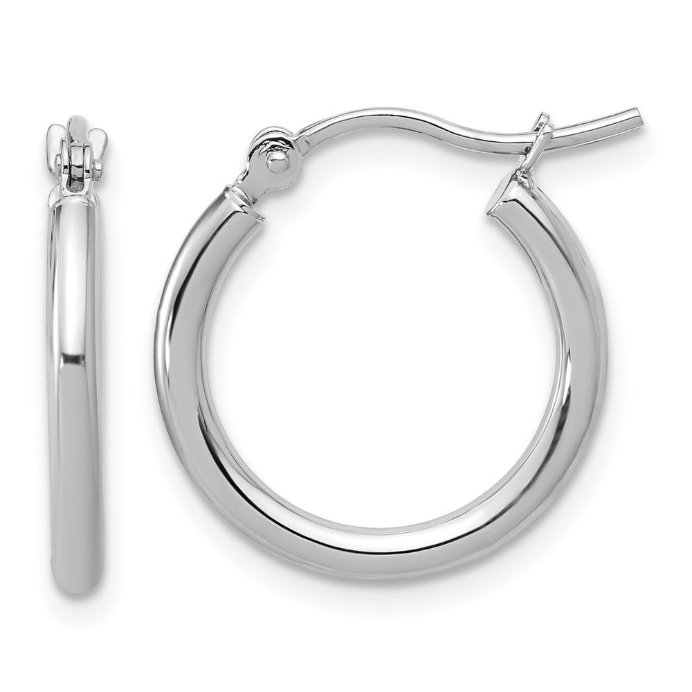 14k White Gold Polished 2x17.5mm Polished Hoop Earrings