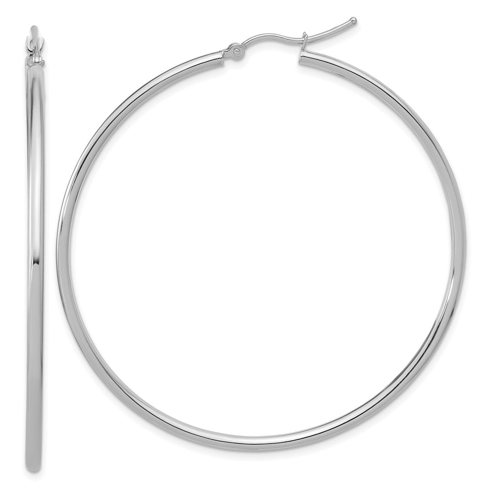 14k White Gold Polished 2x55mm Polished Hoop Earrings