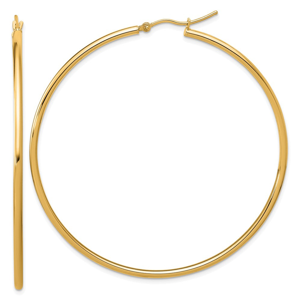 14k Yellow Gold Polished 2x60mm Polished Hoop Earrings
