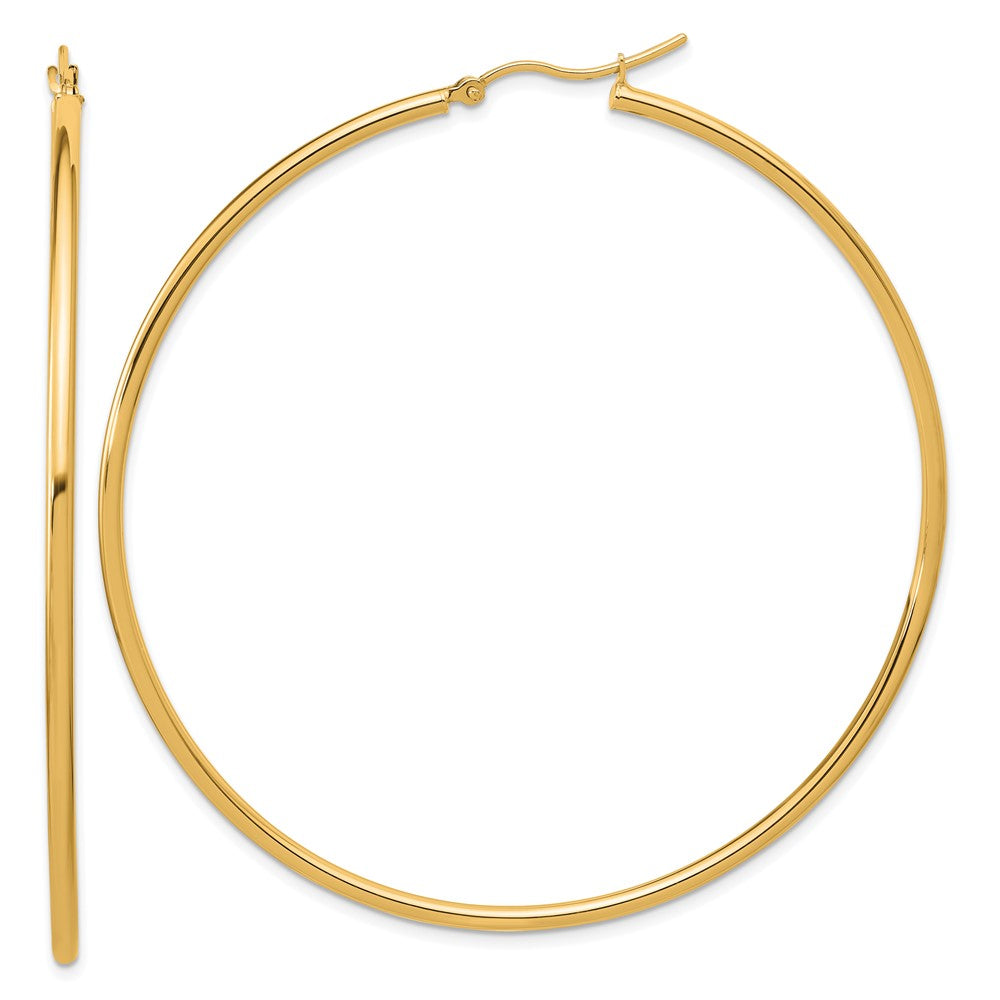 14k Yellow Gold Polished 2x65mm Polished Hoop Earrings
