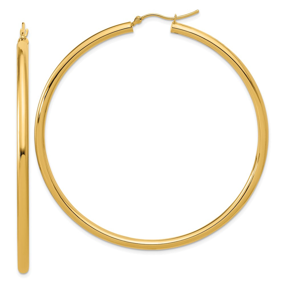 14k Yellow Gold Polished 3mm Polished Hoop Earrings