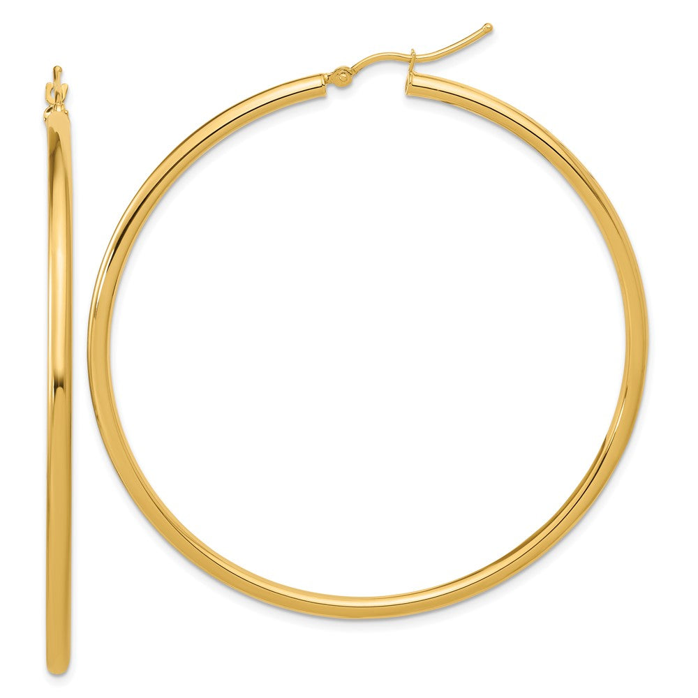 14k Yellow Gold Polished 2.5mm Polished Hoop Earrings