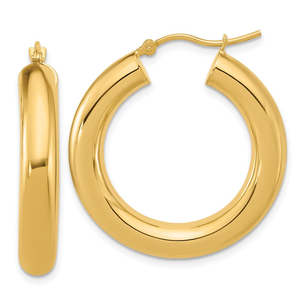 14k Yellow Gold Polished 5mm Polished Hoop Earrings