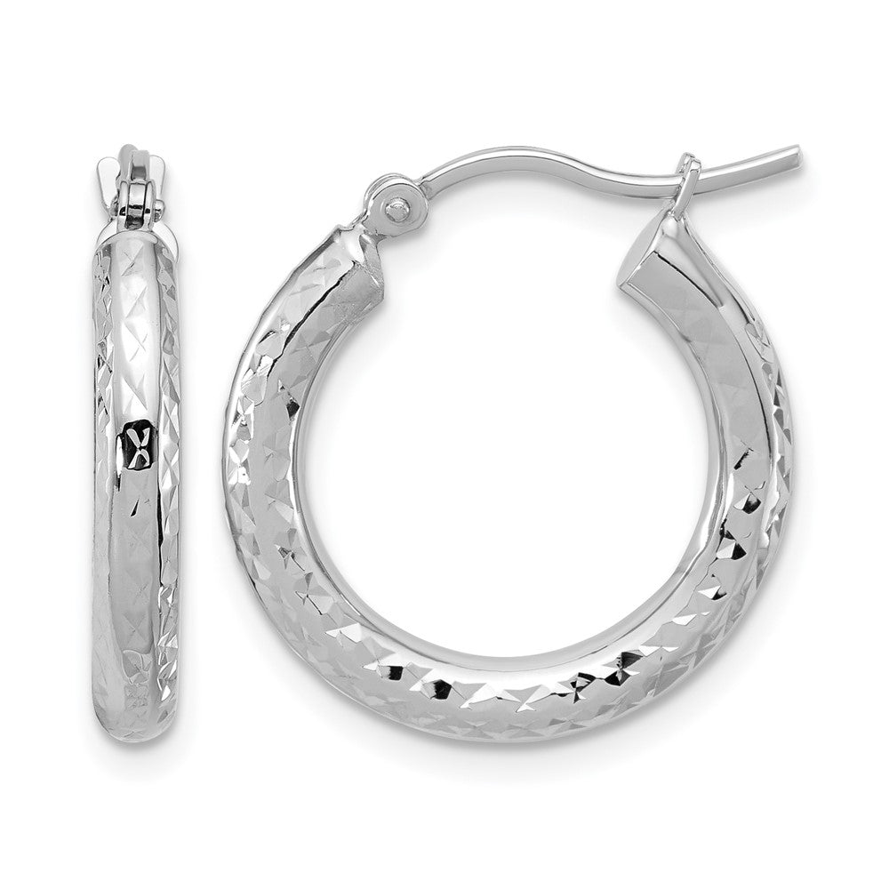 14k Gold Diamond-cut 3mm Round Hoop Earrings L-20 mm, W-20 mm