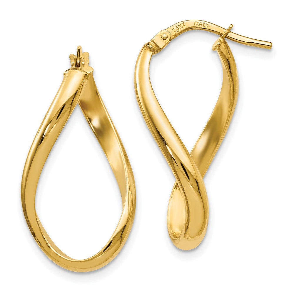 14k Yellow Gold Polished Oval Twisted Hoop Earrings