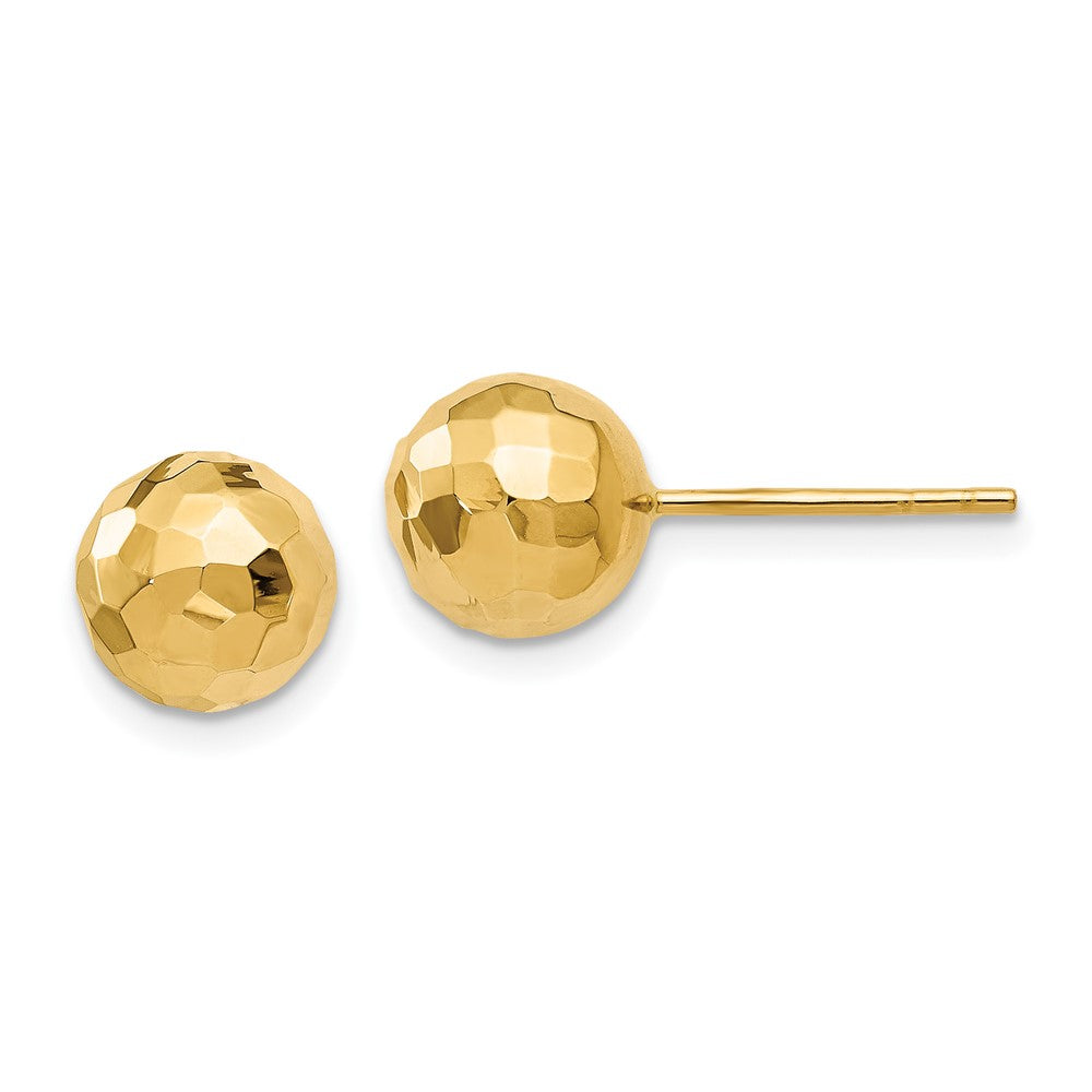 14k Yellow Gold Polished Faceted Stud Earrings
