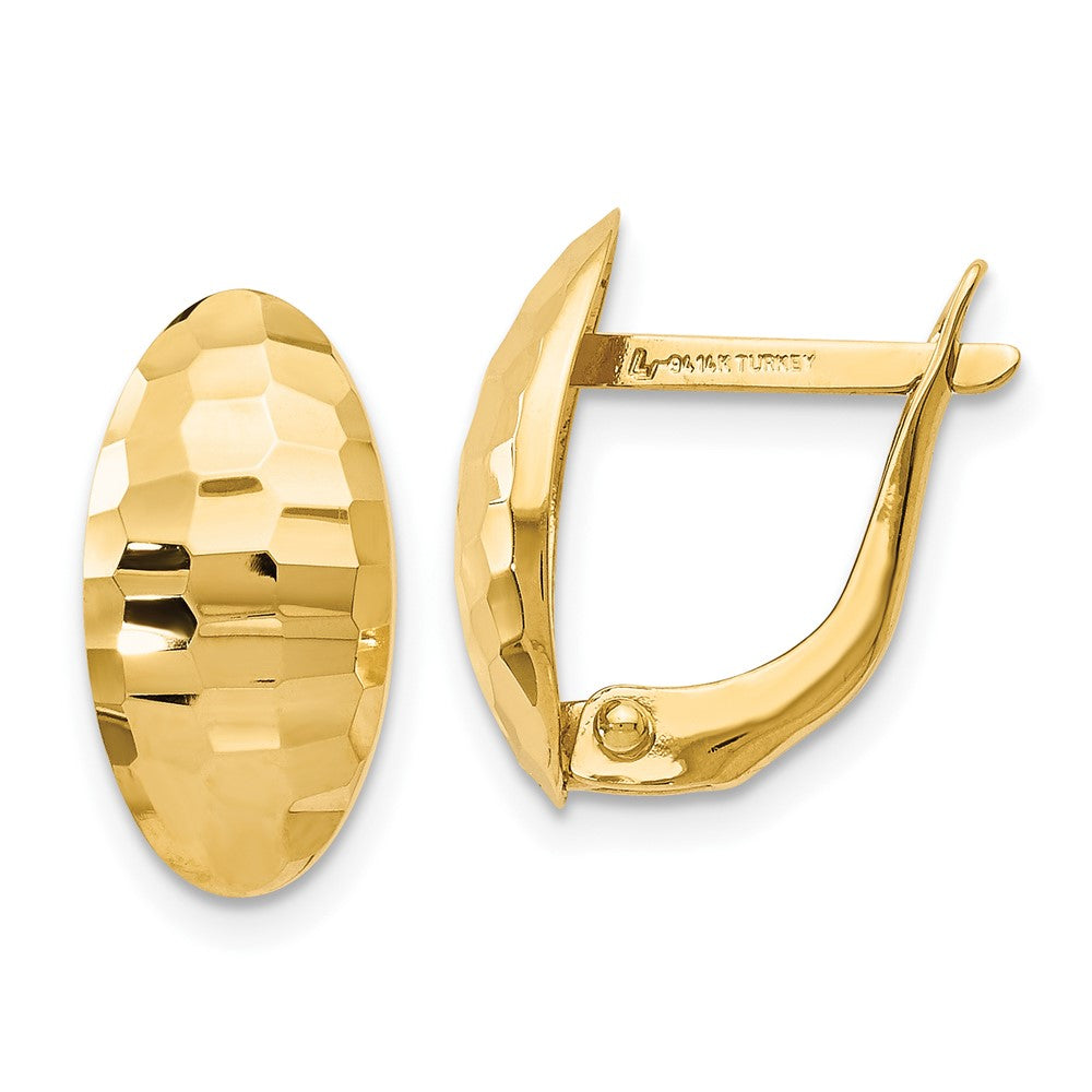 14k Yellow Gold Polished and Hammered Hinged Stud Earrings