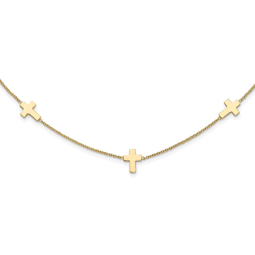 14k Yellow Gold Polished Cross Necklace 18"