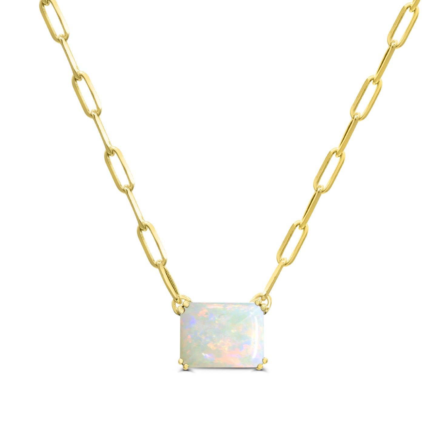 10K Yellow Ethiopian Opal Pendant Necklace 18"