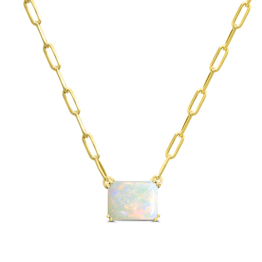 10K Yellow Ethiopian Opal Pendant Necklace 18"
