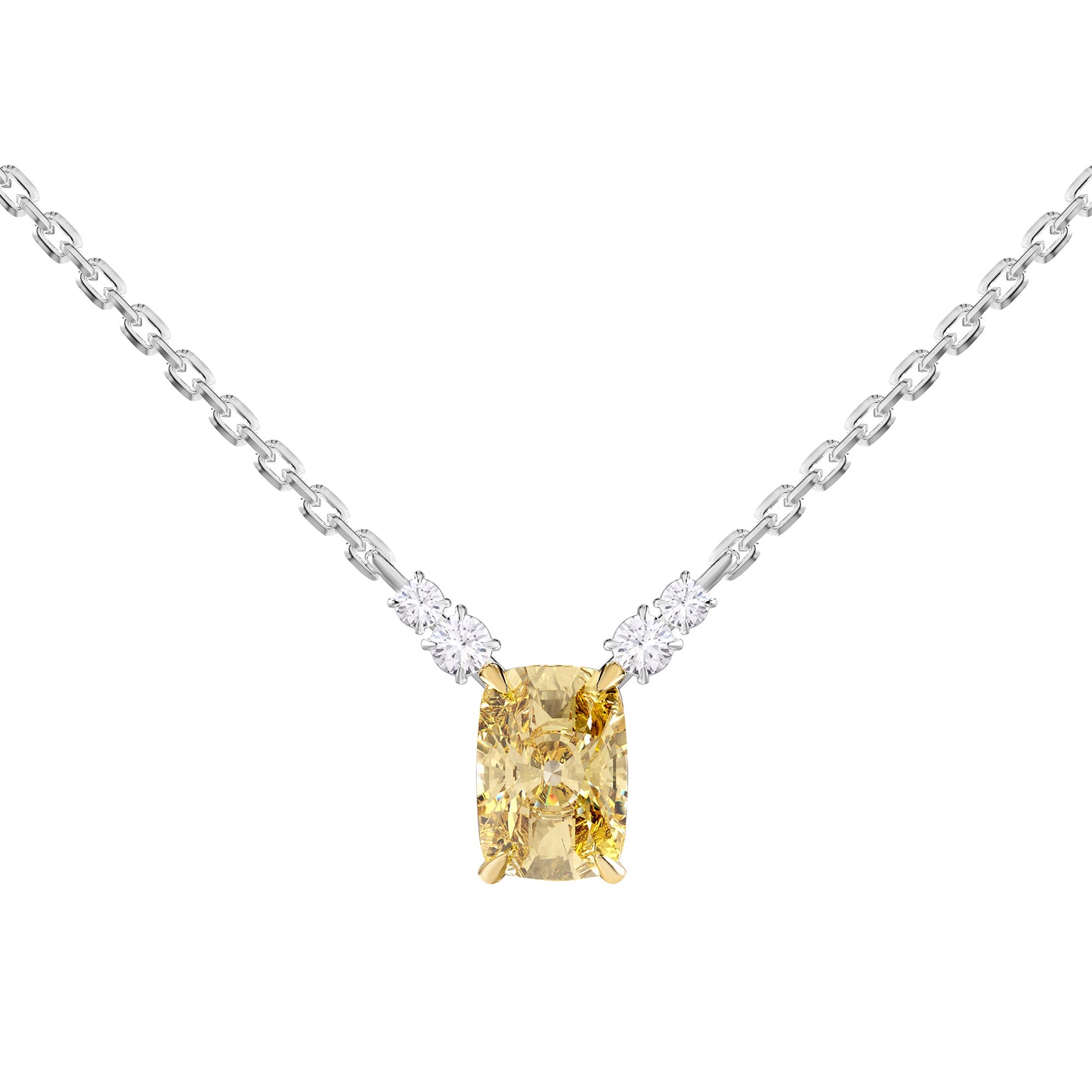 2 Carat Lab Grown Diamond & Yellow Citrine Pendant Necklace 18"