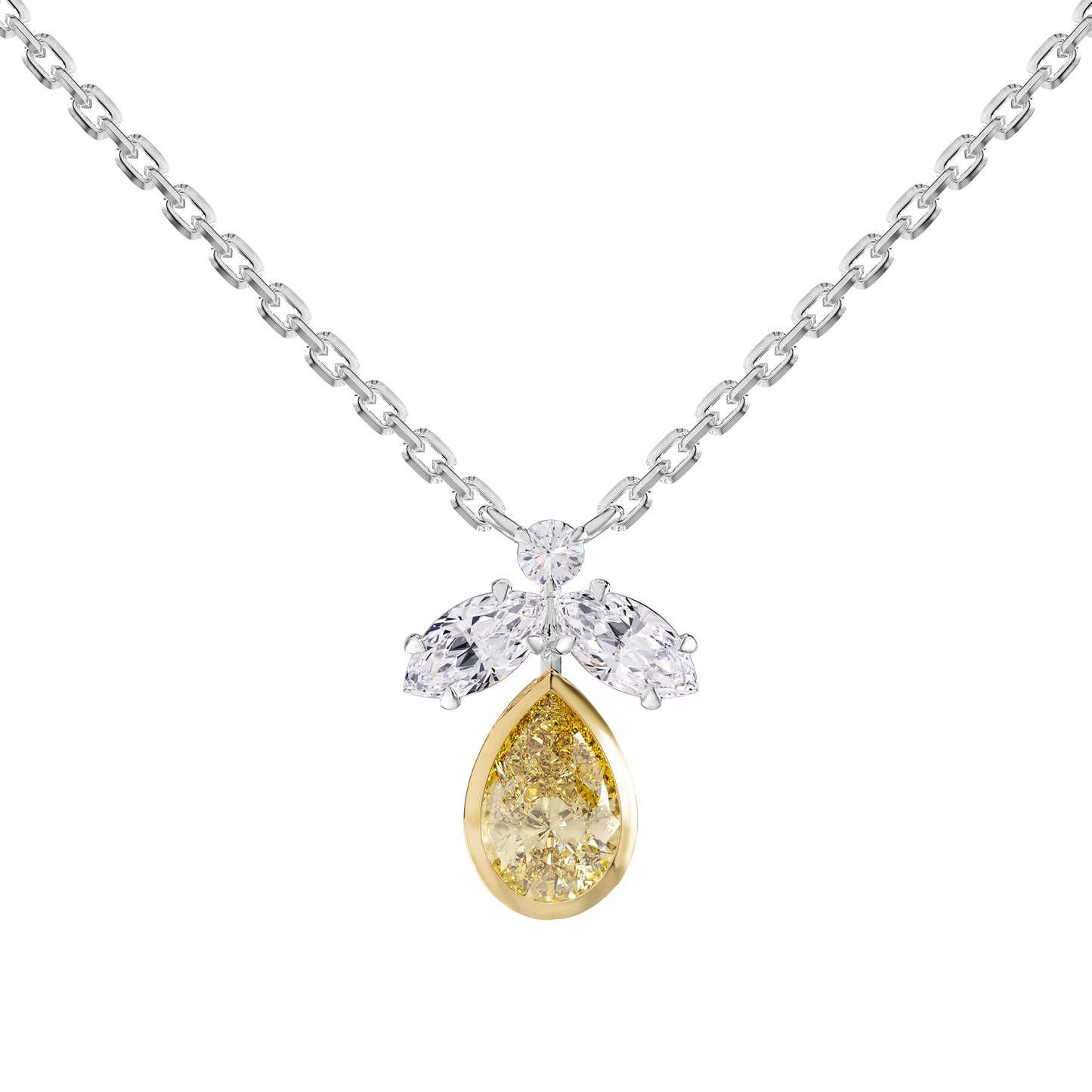 1.5 Carat Lab Grown Diamond & Yellow Citrine Pendant Necklace 18"