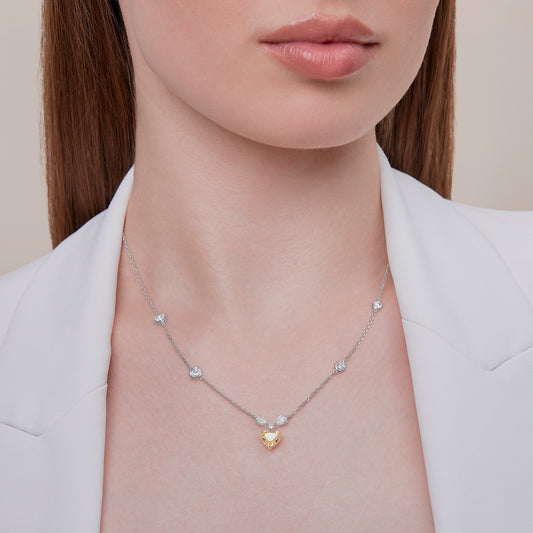 3 Carat Lab Grown Diamond & Citrine Station Necklace 18"